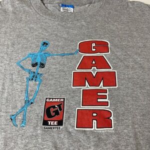 Boys XL Gamer Graphic T-shirt Gray short sleeve tee skeleton